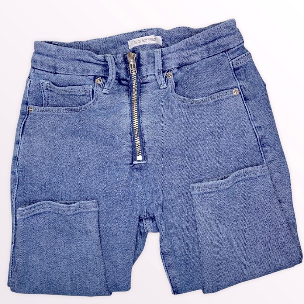 Good American Blue Mid Wash Good Waist High Rise Skinny Jeans Size 2/26
